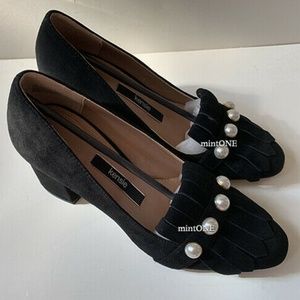 NEW Kensie black suede pearl studded pumps size 7